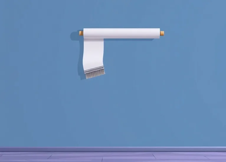Pose de papier peint, rouleau et brosse à maroufler
